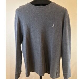 Polo Ralph Lauren Men's Gray Waffle Knit Long Sleeve Sleepwear Shirt Size XL